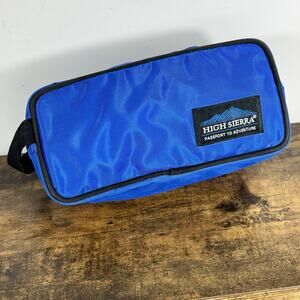 High Sierra Travel Dopp Kit Toiletry Bag Blue and Black Heavy Nylon Lined